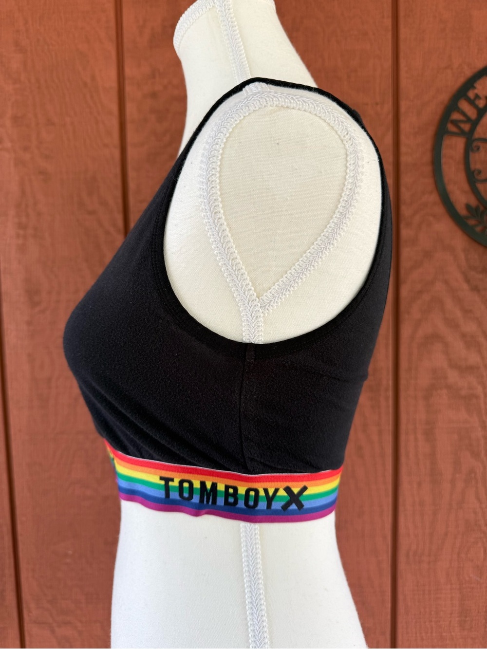 TOMBOYX Essentials Soft Bra Black Rainbow Logo Pride Bralette - Picture 5 of 6
